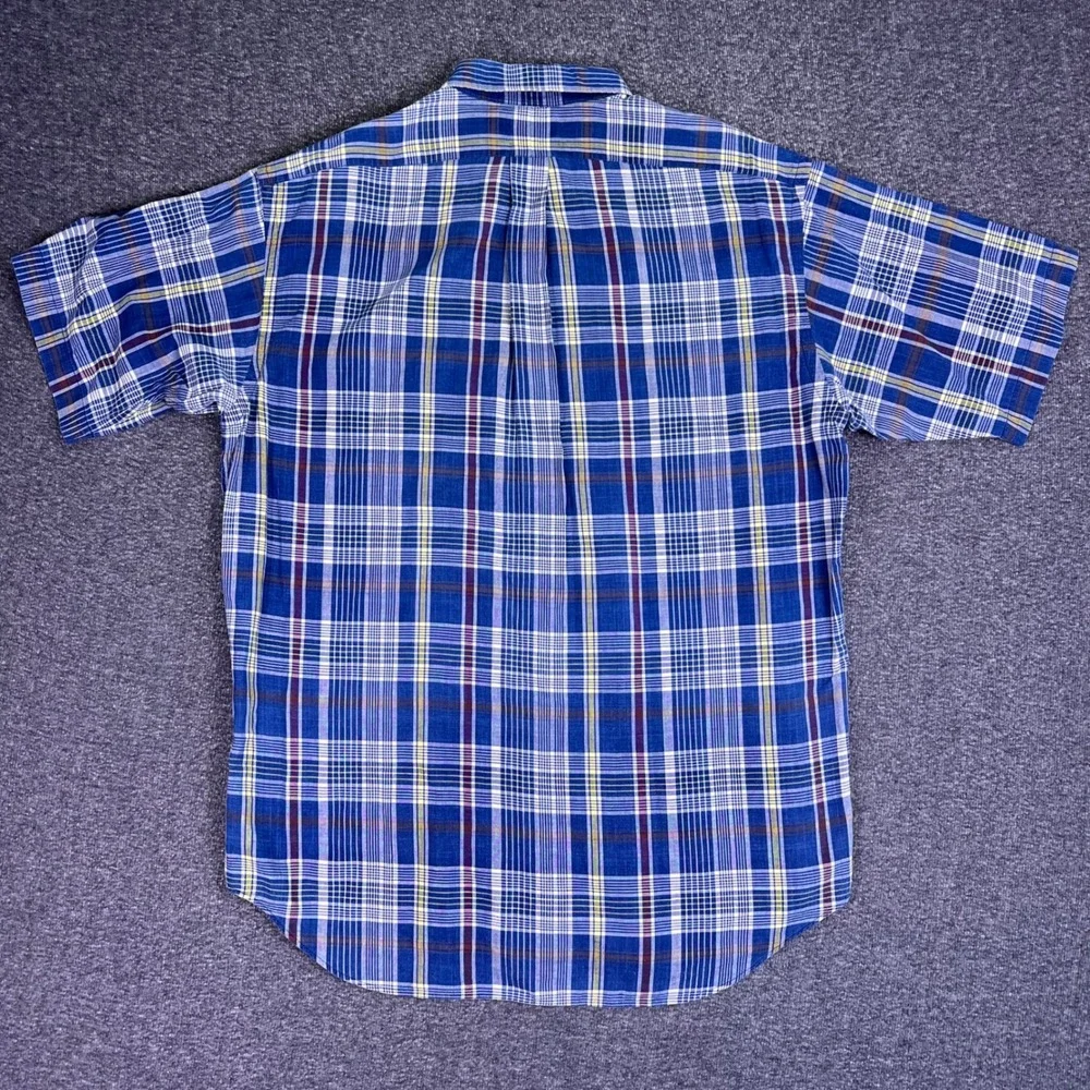 Ralph Lauren Shirt Mens L‎ Blue Plaid Blake Cotton Short Sleeve Classic Casual